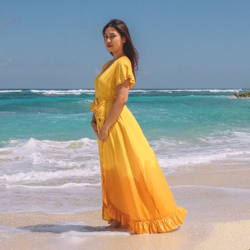 Megaya Bali Yellow Bridesmaid Dresses, Yellow color wrap dress, Maxi Wrap Dress, Summer Dress, Maternity Dress, Long Dress, Plus size dress